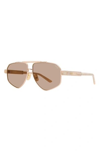 Shop Dezi 6ft 62mm Oversize Aviator Sunglasses In Gold / Limestone / Moss