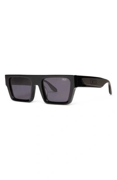 Shop Dezi Slick 55mm Shield Sunglasses In Black / Dark Smoke