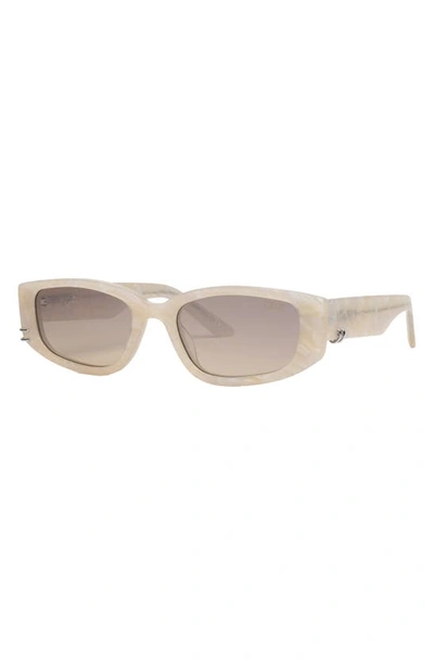 Shop Dezi Cuffed 53mm Square Sunglasses In Limestone / Amber / Silver