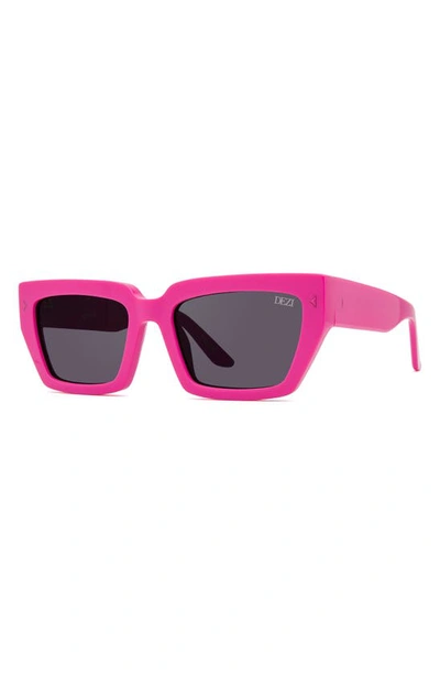 Shop Dezi Switch 55mm Square Sunglasses In Hot Pink / Dark Smoke