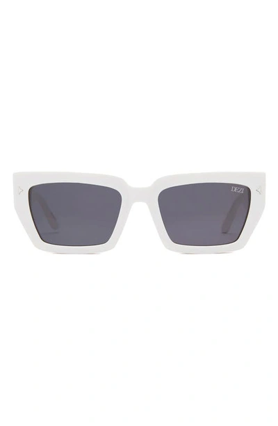 Shop Dezi Switch 55mm Square Sunglasses In White / Dark Smoke