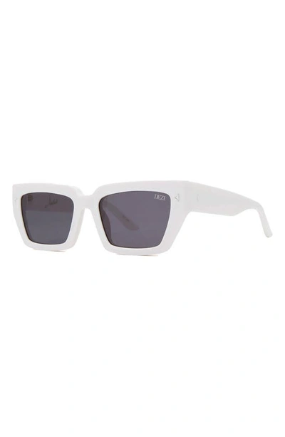 Shop Dezi Switch 55mm Square Sunglasses In White / Dark Smoke