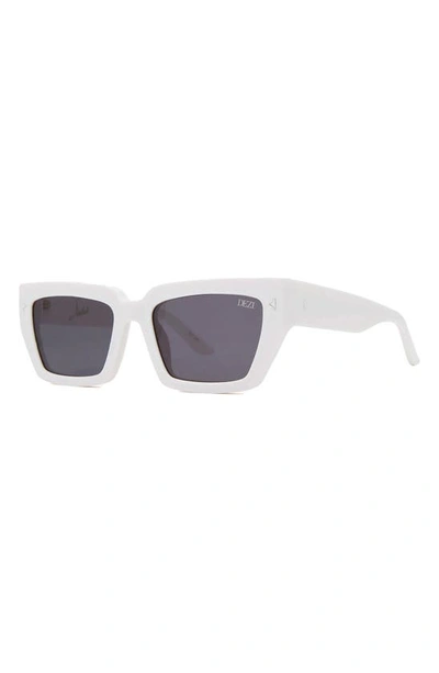 Dezi Switch 55mm Square Sunglasses In White / Dark Smoke