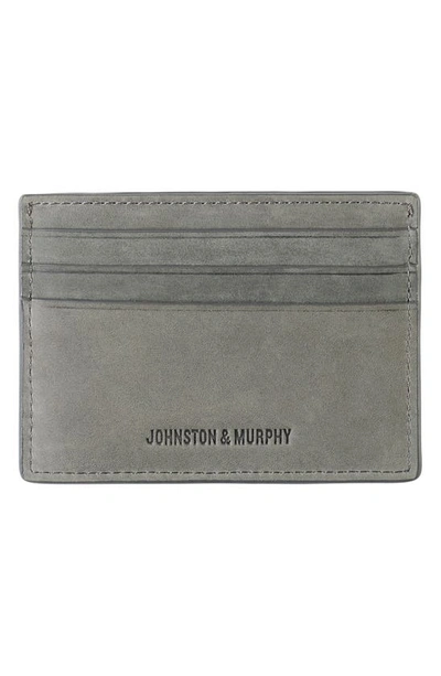 Shop Johnston & Murphy Kingston Leather Card Case In Gray Oiled