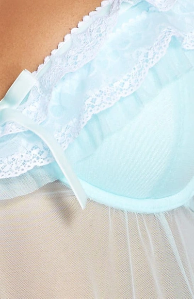 Shop Black Bow 'ruffles Galore' Underwire Chemise & Hipster Briefs In Bridal Blue