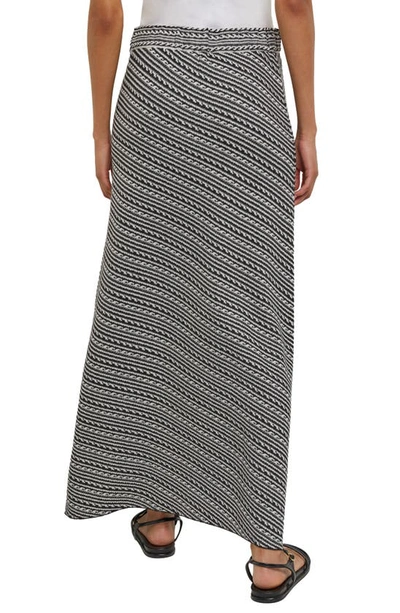 Shop Misook A-line Jacquard Knit Maxi Skirt In New Ivory/ Black