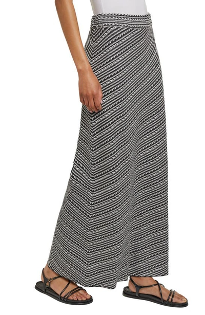 Shop Misook A-line Jacquard Knit Maxi Skirt In New Ivory/ Black