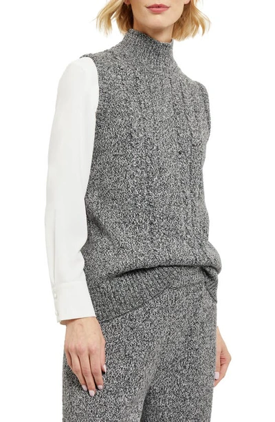 Shop Misook Cable Knit Sleeveless Top In Black/ New Ivory