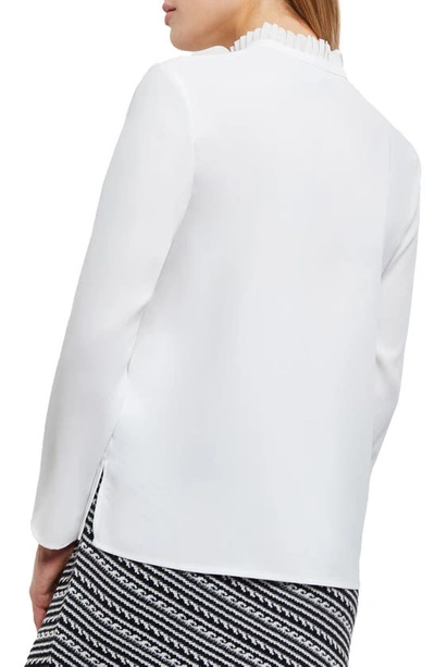 Shop Misook Ruffle Placket Shirt In White