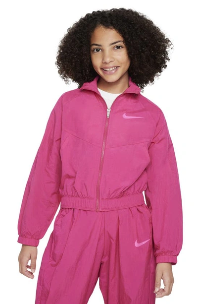 Shop Nike Kids' Sportswear Track Jacket In Fireberry/ Laser Fuchsia