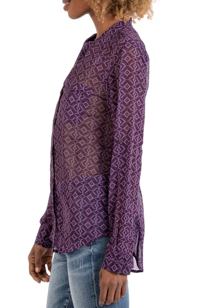 Shop Kut From The Kloth Jasmine Chiffon Button-up Shirt In Granada-aubergine