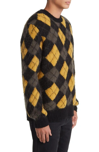 Shop Allsaints Fitzroy Crewneck Sweater In Black/ Golden Yellow