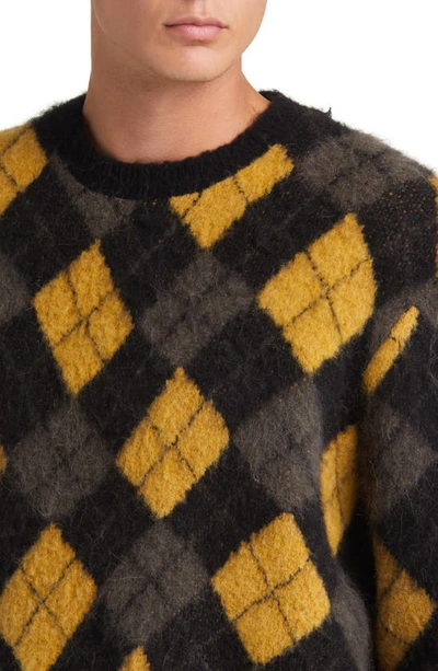 Shop Allsaints Fitzroy Crewneck Sweater In Black/ Golden Yellow