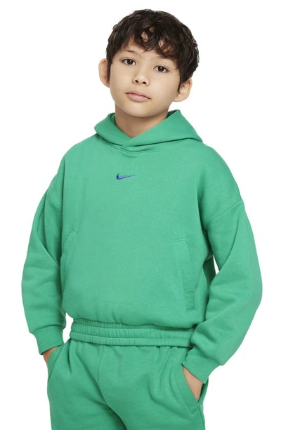 Shop Nike Kids' Basketball Hoodie In Stadium Green/ Blue Joy