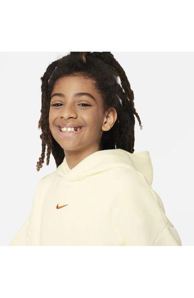 Shop Nike Kids' Basketball Hoodie In Coconut Milk/ Safety Orange