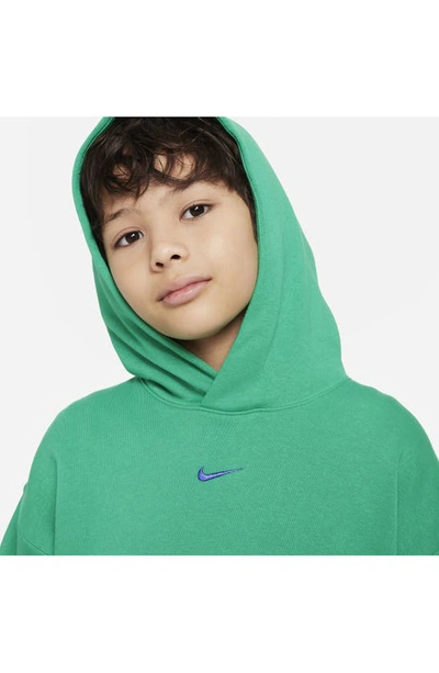 Shop Nike Kids' Basketball Hoodie In Stadium Green/ Blue Joy