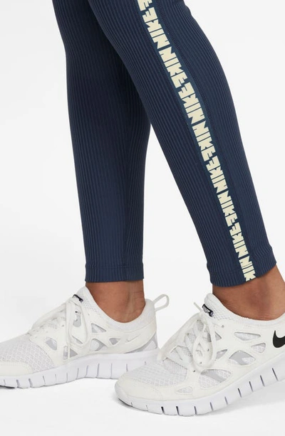 Shop Nike Kids' Sportswear Dri-fit Leggings In Midnight Navy/ Coconut Milk