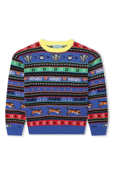 Shop Kenzo Kids' Jungle Game Crewneck Sweater In 829-blue