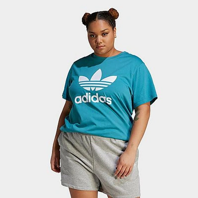 Shop Adidas Originals Adidas Women's Originals Adicolor Classics Trefoil T-shirt (plus Size) In Arctic Fusion