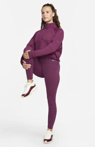 Shop Nike Dri-fit Prima Half Zip Pullover In Bordeaux/ Black