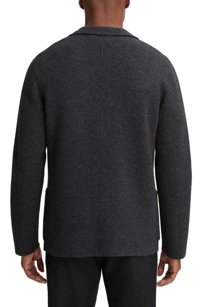 Shop Vince Notched Collar Cardigan In Heather Black