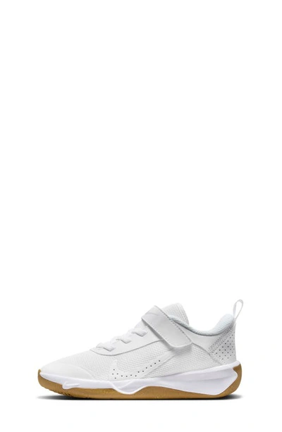 Shop Nike Kids' Omni Multi-court Sneaker In White/ White/ Platinum/ Grey