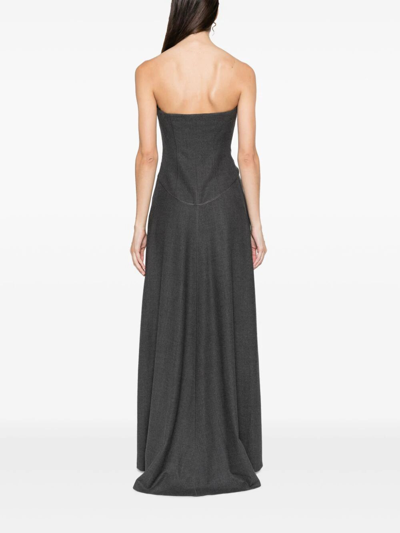 Shop Alberta Ferretti Sleeveless Long Dress In Grey
