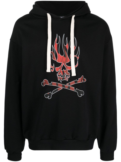 Shop Vision Of Super Black Hoodie With Red Skull Print