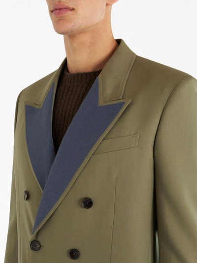 Shop Etro Double Breasted Jacket In Green