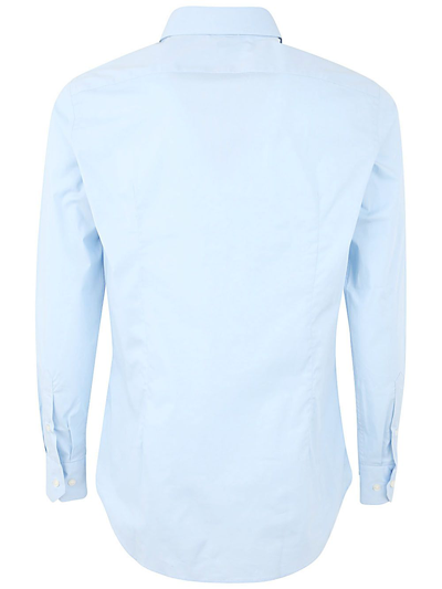 Shop Etro Fuji Botton Down Slim Shirt With Logo In Blue