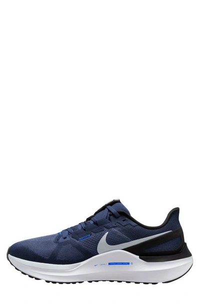 Shop Nike Air Zoom Structure 25 Road Running Shoe In Navy/ Platinum/ White/ Black