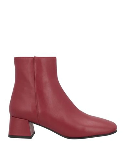 Shop Bibi Lou Woman Ankle Boots Burgundy Size 7 Soft Leather In Red