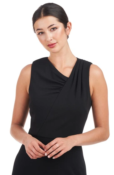 Shop Js Collections Marcelle Asymmetric Neck Scuba Crepe A-line Gown In Black