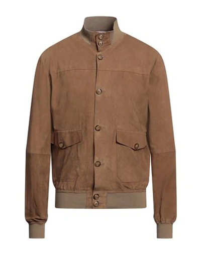 Shop Sword 6.6.44 Man Jacket Khaki Size 42 Soft Leather In Beige