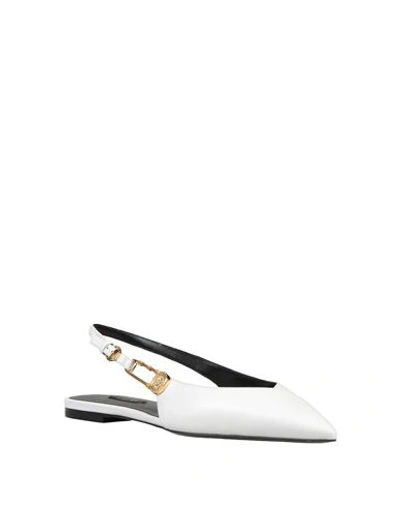 Shop Versace Woman Ballet Flats White Size 9.5 Calfskin