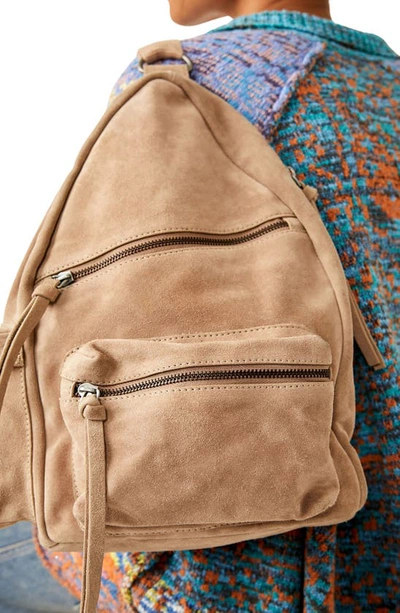 Shop Free People Oxford Suede Sling Bag In Mushroom