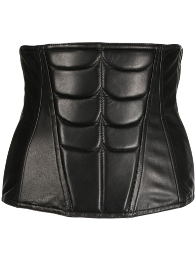 Shop Natasha Zinko Black Embossed Leather Corset