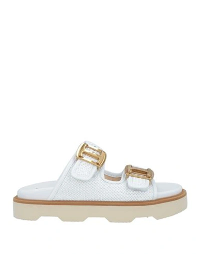 Hogan Woman Sandals White Size 6 Textile Fibers In White