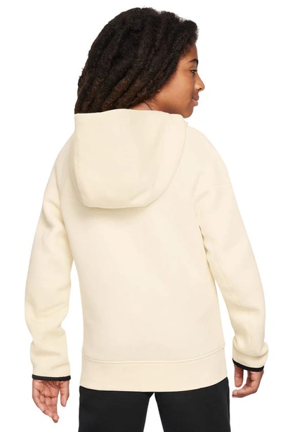 Shop Nike Kids' Tech Fleece Full Zip Hoodie In Coconut Milk/ Black/ Black
