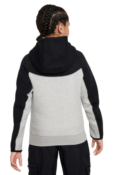 Shop Nike Kids' Tech Fleece Full Zip Hoodie In Grey Heather/ Black/ White