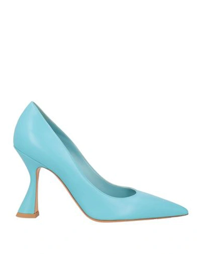 Shop Deimille Woman Pumps Sky Blue Size 8 Soft Leather