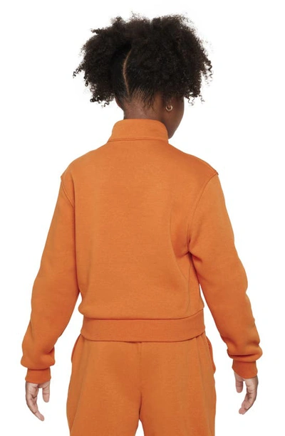 Shop Nike Kids' Sportswear Club Fleece Quarter Zip Pullover In Campfire Orange/ White