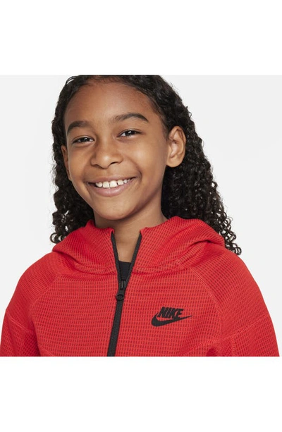 Shop Nike Kids' Sportswear Tech Fleece Full Zip Hoodie In University Red/ Red/ Black