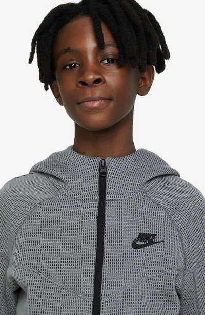 Shop Nike Kids' Sportswear Tech Fleece Full Zip Hoodie In Smoke Grey/ Black/ Black