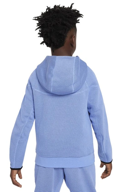 Shop Nike Kids' Sportswear Tech Fleece Full Zip Hoodie In Polar/ Midnight Navy/ Black