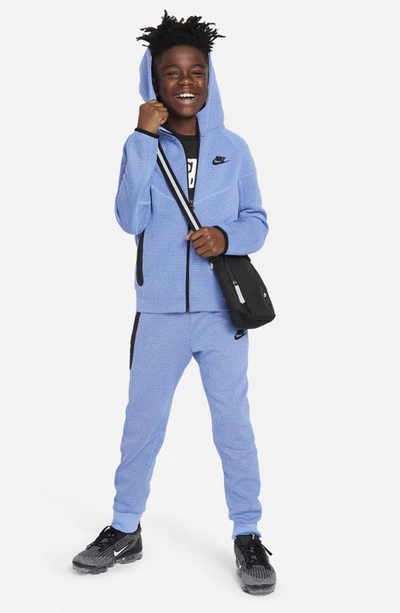 Shop Nike Kids' Sportswear Tech Fleece Full Zip Hoodie In Polar/ Midnight Navy/ Black
