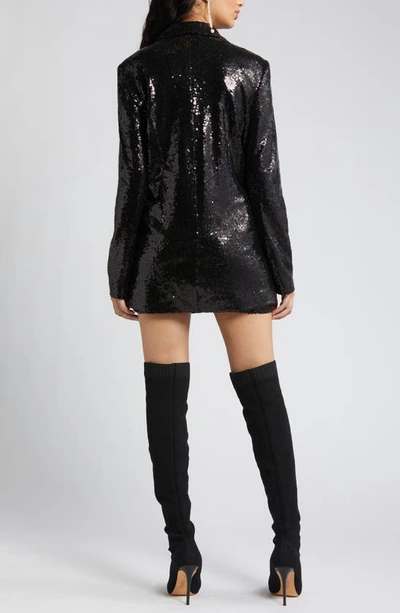 Open Edit Single Breasted Sequin Blazer In Black