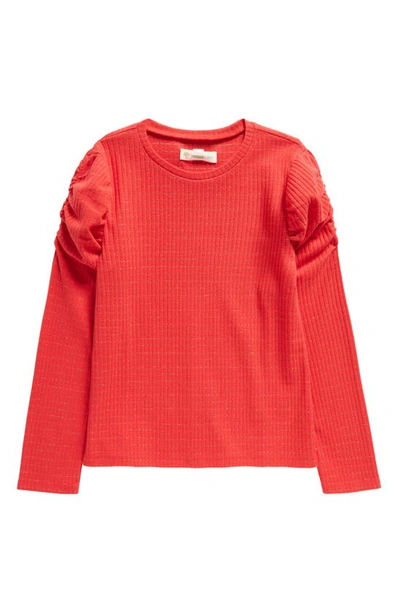Shop Tucker + Tate Kids' Rib Metallic Long Sleeve T-shirt In Red Letter Sparkle Stripe