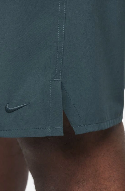 Shop Nike Dri-fit Unlimited Training Shorts In Deep Jungle/ Deep Jungle