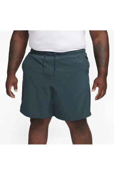 Shop Nike Dri-fit Unlimited Training Shorts In Deep Jungle/ Deep Jungle